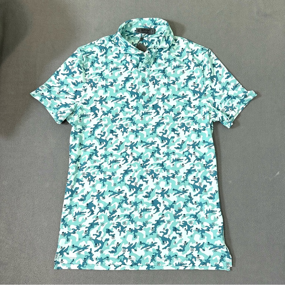 G/Fore Mapped Icon Polo Camo Skull Crossbones Cross Tees Mens Small
